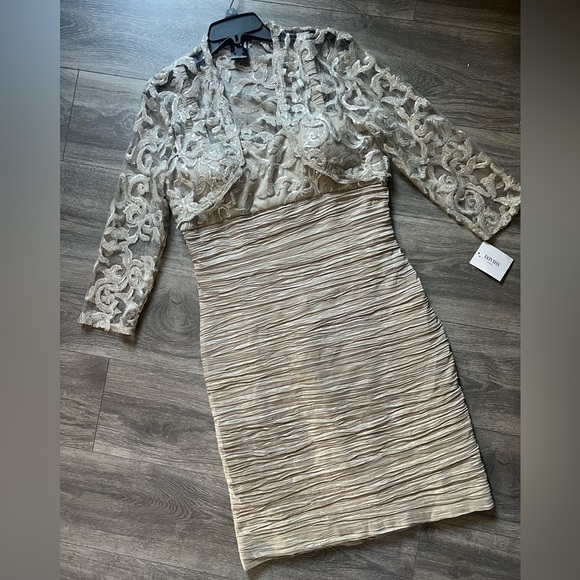 CACHET short taffeta dress with 3/4 sleeve sequin bolero size 14 NWT! - Picture 7 of 17